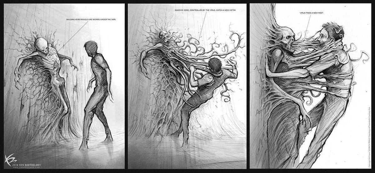 Very first concept I did for #ScorchTrials , showing how the ''Flare'' could spread from host to host....