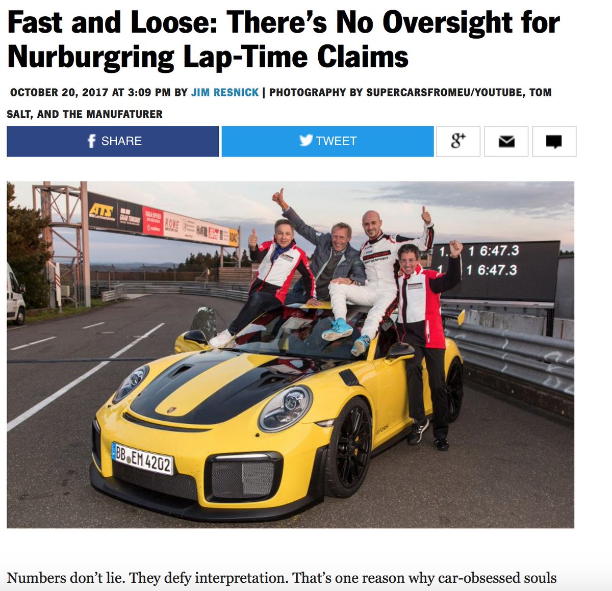 Fast and Loose: There’s No Oversight for Nurburgring Lap-Time Claims. My first for <a href="/CARandDRIVER/">Car and Driver</a> blog.caranddriver.com/fast-and-loose…