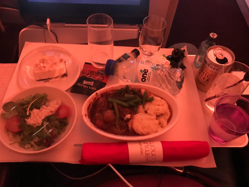 twomenandavlog's tweet photo. Food and drink heaven at 35 000 feet @VirginAtlantic ❤️. #food #menu #flying #premium #brew #luxury https://t.co/hglTO7Jcw7