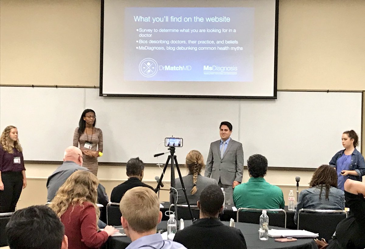 UNT_BEA's tweet photo. Team Reflex Hammer’s site aims to help patients find docs who will give proper care #jschoolhackathon #maybornhackathon @MaybornUNT https://t.co/zNVE3JWjiY