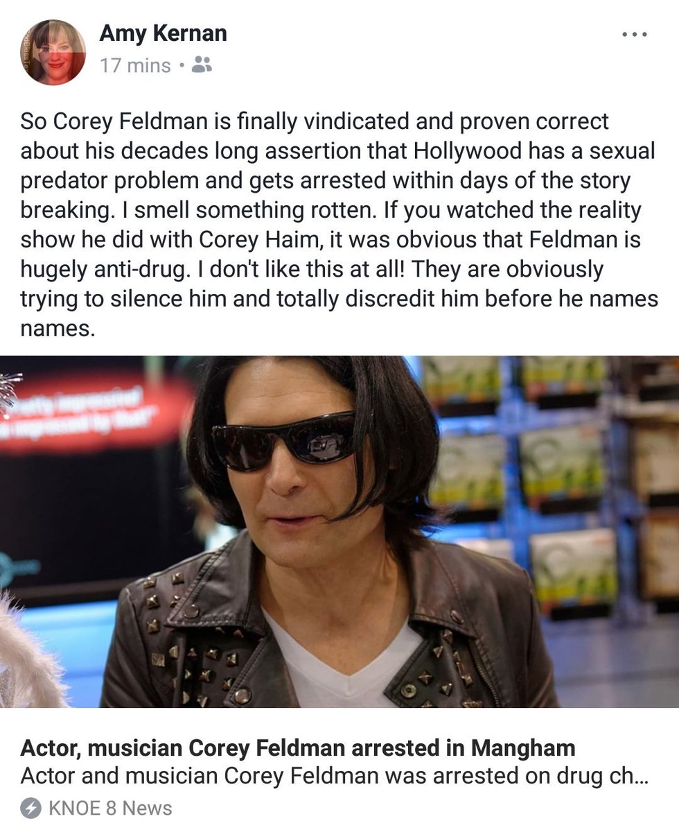 AmyDKernan's tweet photo. @Corey_Feldman please know we stand with you. We will not let them get away with this! Many prayers and lots of love coming your way ♡♡♡ https://t.co/xUbjy6UnrL