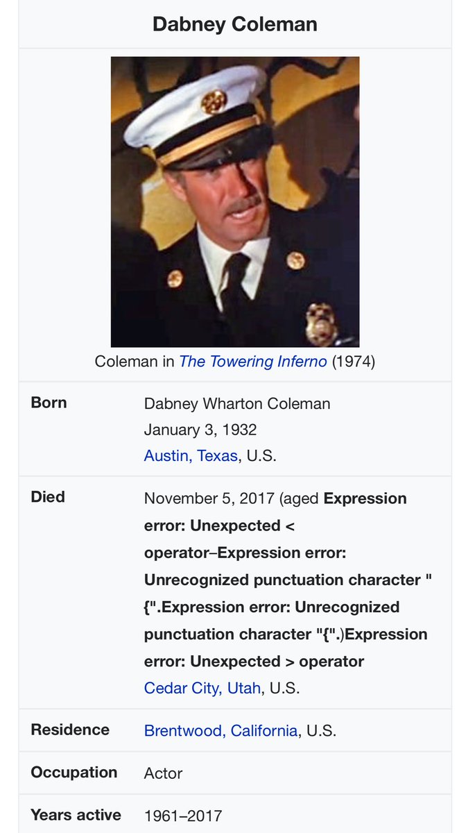 Somebody added a future death date to Dabney Coleman's Wikipedia entry. If  I were him, I wouldn't go to Cedar City on November 5th., image size:675x1200