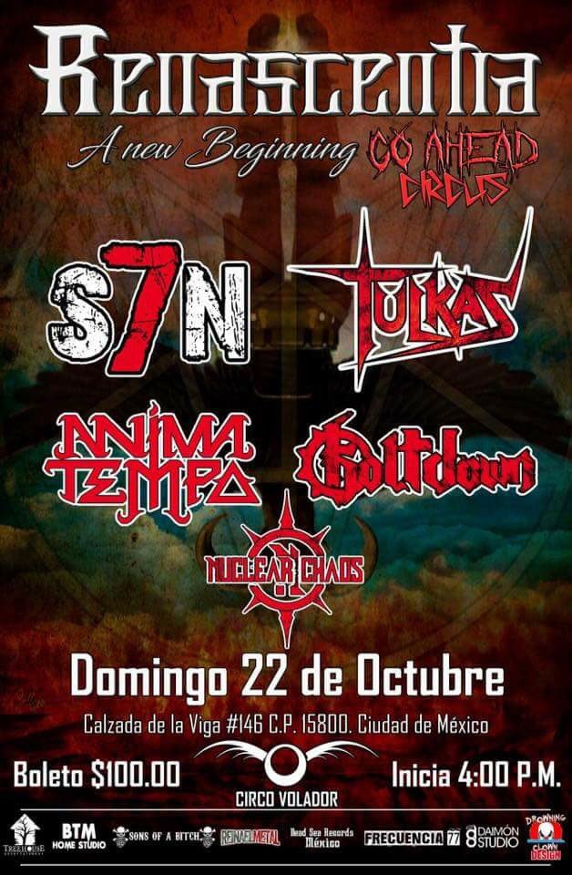¡Hoy es el día!#RenascentiaGoAheadCircus, en el Circo Volador con <a href="/S7Nmusic/">S7N</a>, <a href="/TulkasThrashMX/">TulkasThrashMX</a>, <a href="/animatempo/">Anima Tempo</a>, <a href="/koltdown/">Koltdown</a> y @nuclearchaosmx.