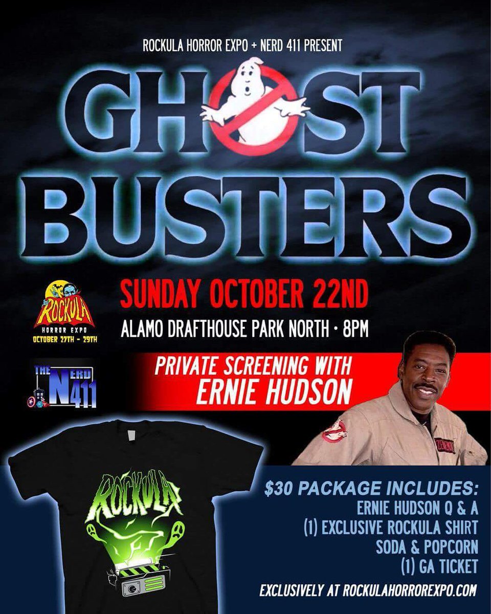 "We have the tools &amp; we have the talent!"

TONIGHT!

Ghostbusters meet &amp; greet, Q&amp;A w/ <a href="/Ernie_Hudson/">Ernie Hudson</a> , himself!

rockulahorrorexpo.com/product-page/g…
