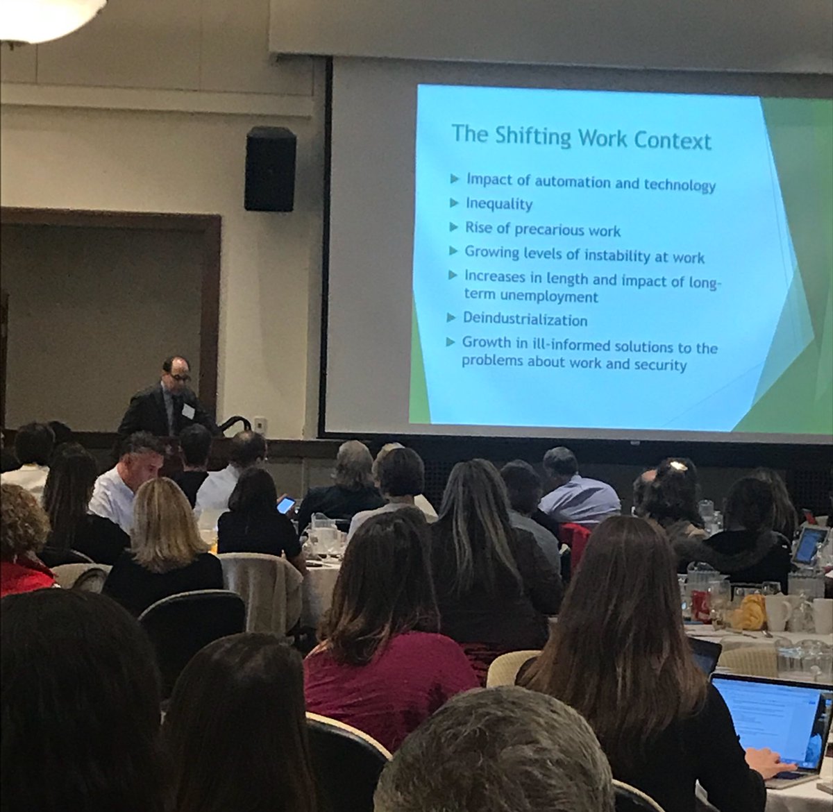 StantonWortham's tweet photo. Faculty member @BlusteinDavid talks about infusing meaning and purpose into the workforce #WCWP17 https://t.co/3hEjfbpLhn