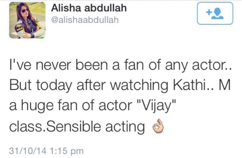 fidonomics's tweet photo. Its been #3yearsofBlockbusterKaththi .
From Fan to BiggestFan ..
India’s Fastest Female Racer @alishaabdullah
#MersalBlockbuster #Kaththi https://t.co/7k3CcxblcC
