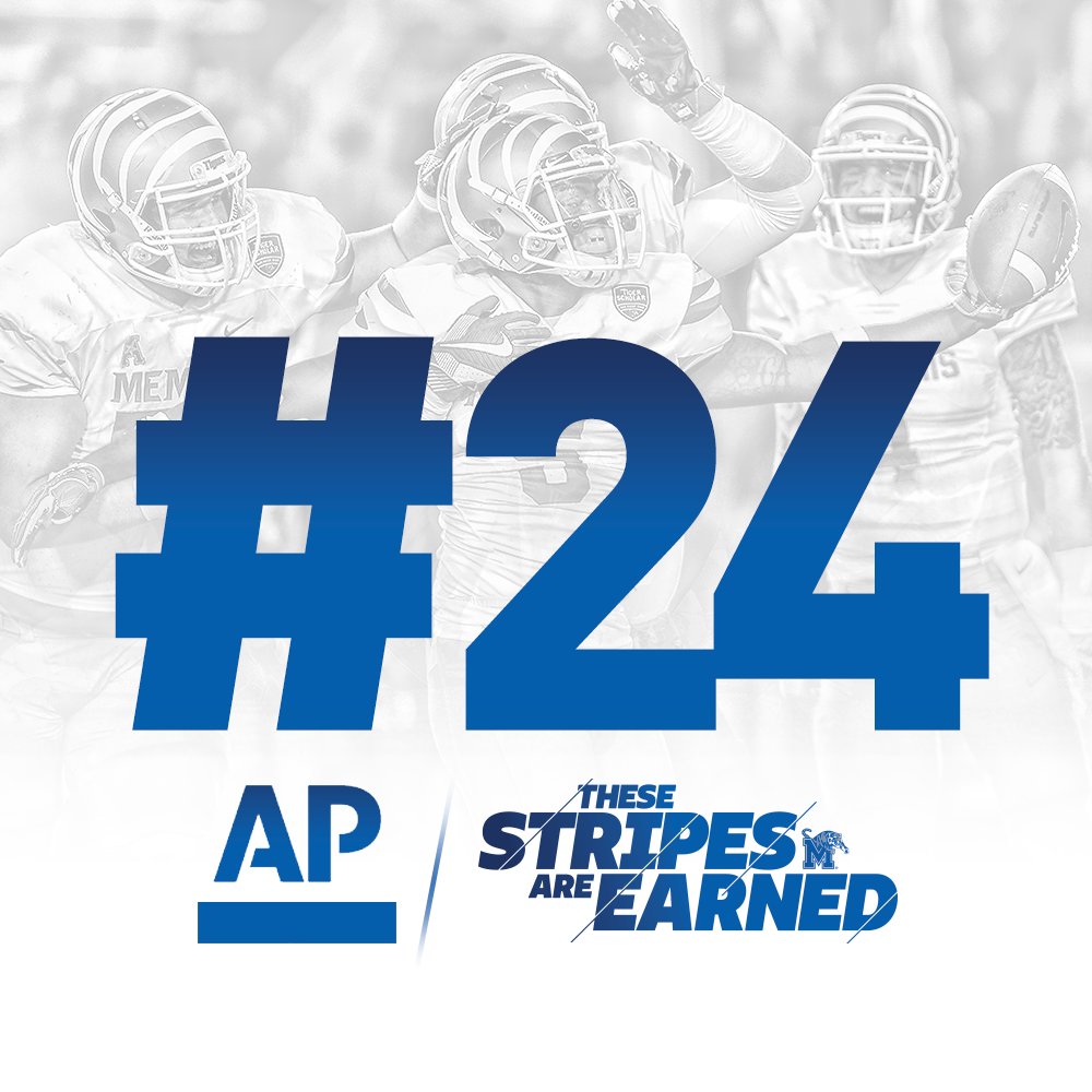 Tigers on the move! <a href="/MemphisFB/">Memphis Football</a> moves up to No. 24 in this week's <a href="/AP_Top25/">AP Top 25</a>. #GoTigersGo