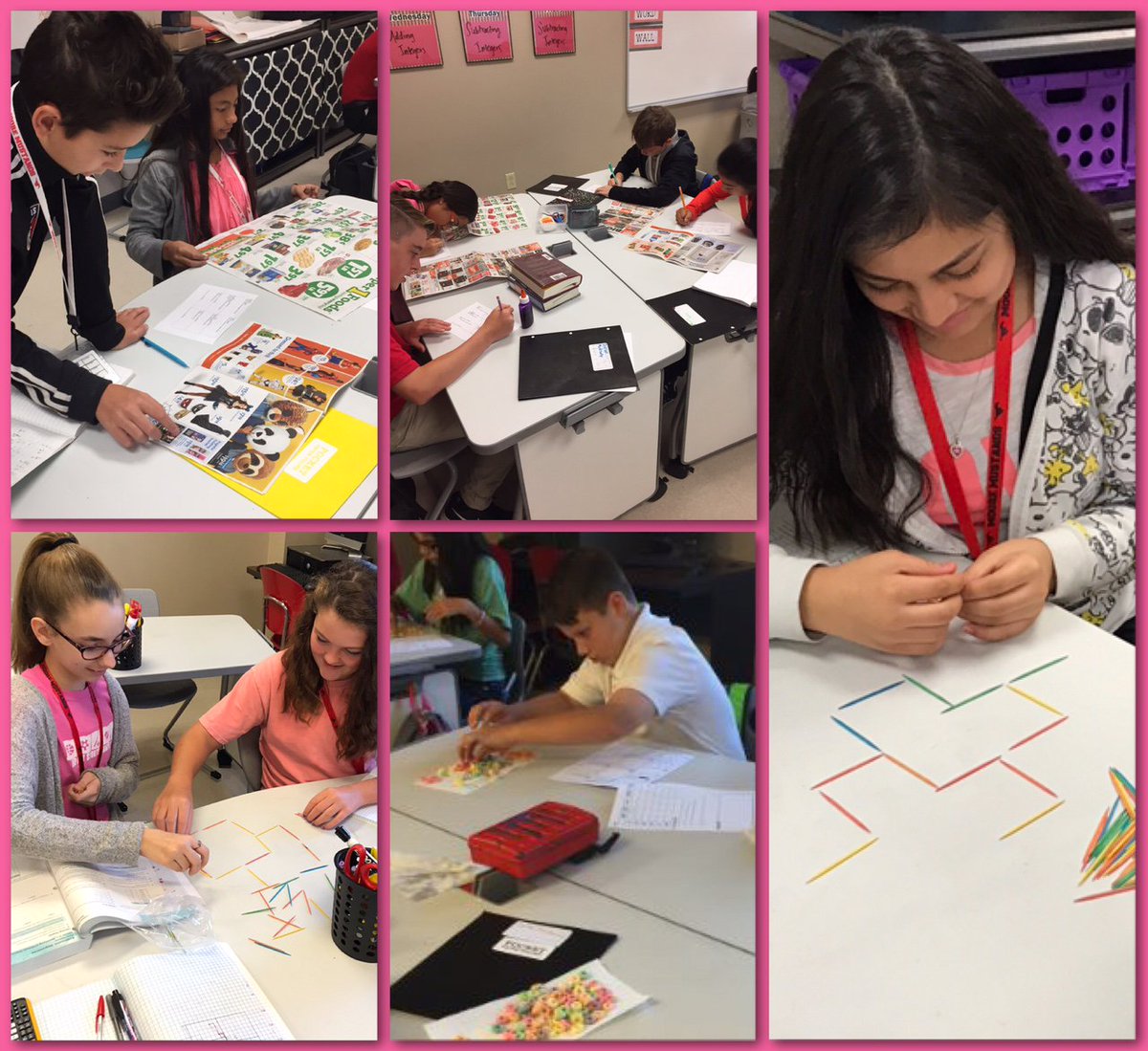 MooreTylerISD's tweet photo. Hands-on Math!  Exploring ratios with Fruit Loops in 6th to creating arithmatic sequences with toothpicks in Algebra! #livethebrandmoore https://t.co/Wds5Hh29tO