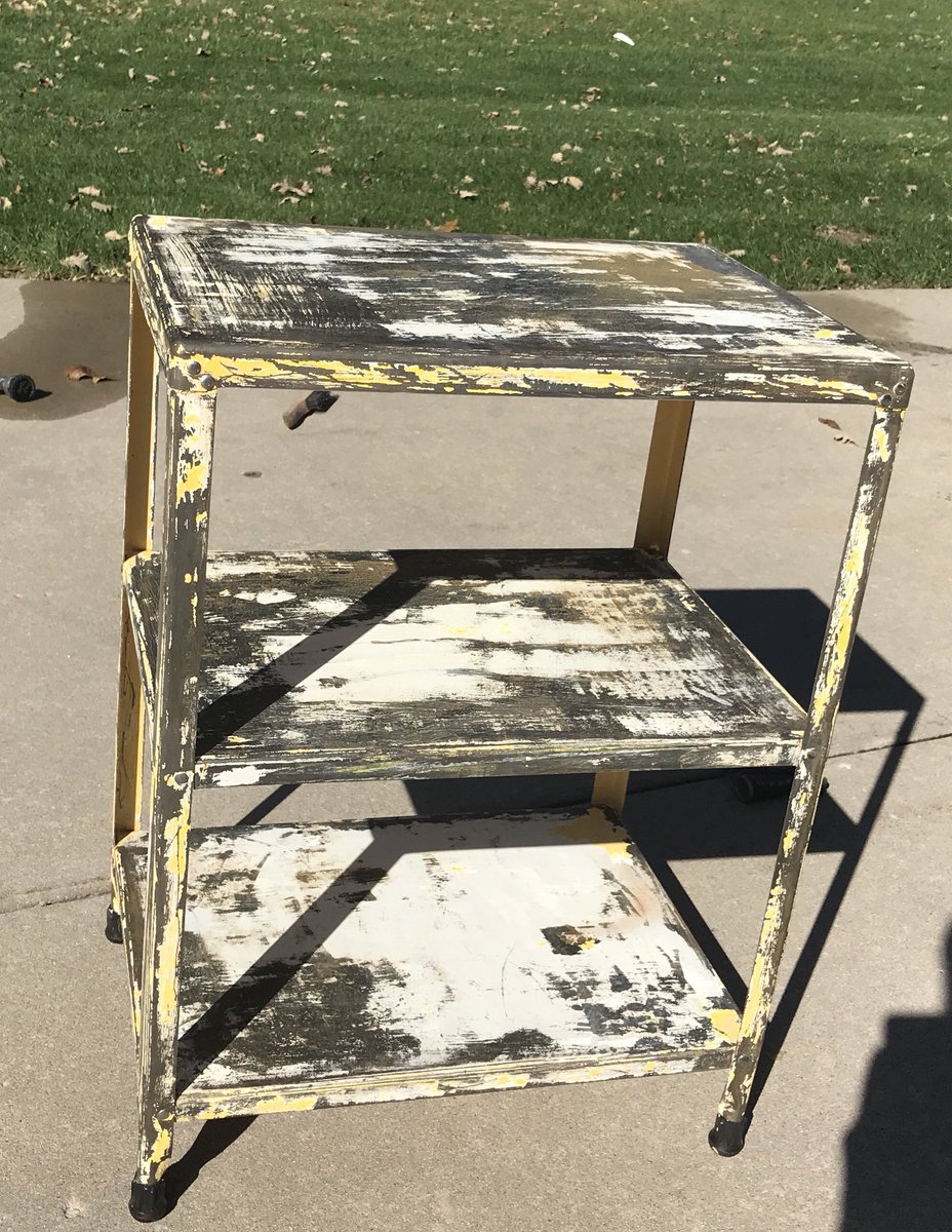 notjustcocktail's tweet photo. Found this fabulous vintage metal cart. Ready to paint. What color??  #barcartstyle #barcartdecor #vintagecart #cocktailathome #cocktailhour https://t.co/4HQ3b2HsN9