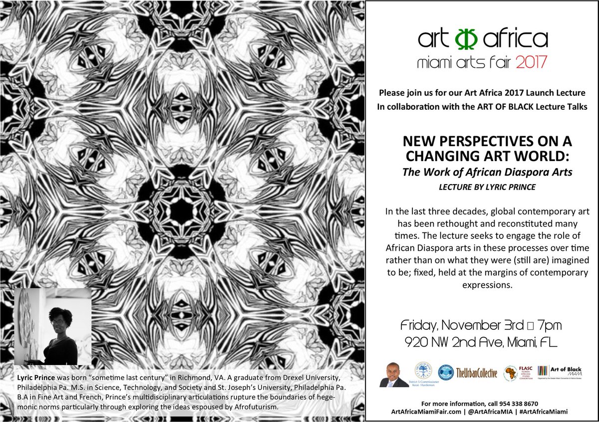 HPRSocial's tweet photo. “Launch lecture 4  @ArtAfricaMIA w/#ArtofBlack @elpeanoh -a night of #art &amp; #culture @ExploreOvertown @KeonHardemon @MiamiCRA https://t.co/iLF6IH8Lm0