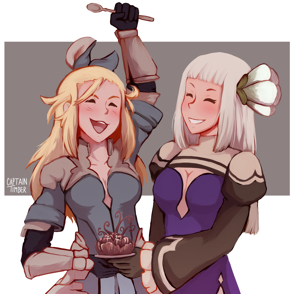 SeaGlassTimber's tweet photo. Bon Appétit! I love Edea and Magnolia as much as they love delicious food 😍 #bravelysecond #bravelydefault #archlee https://t.co/V2QJTxXqPR