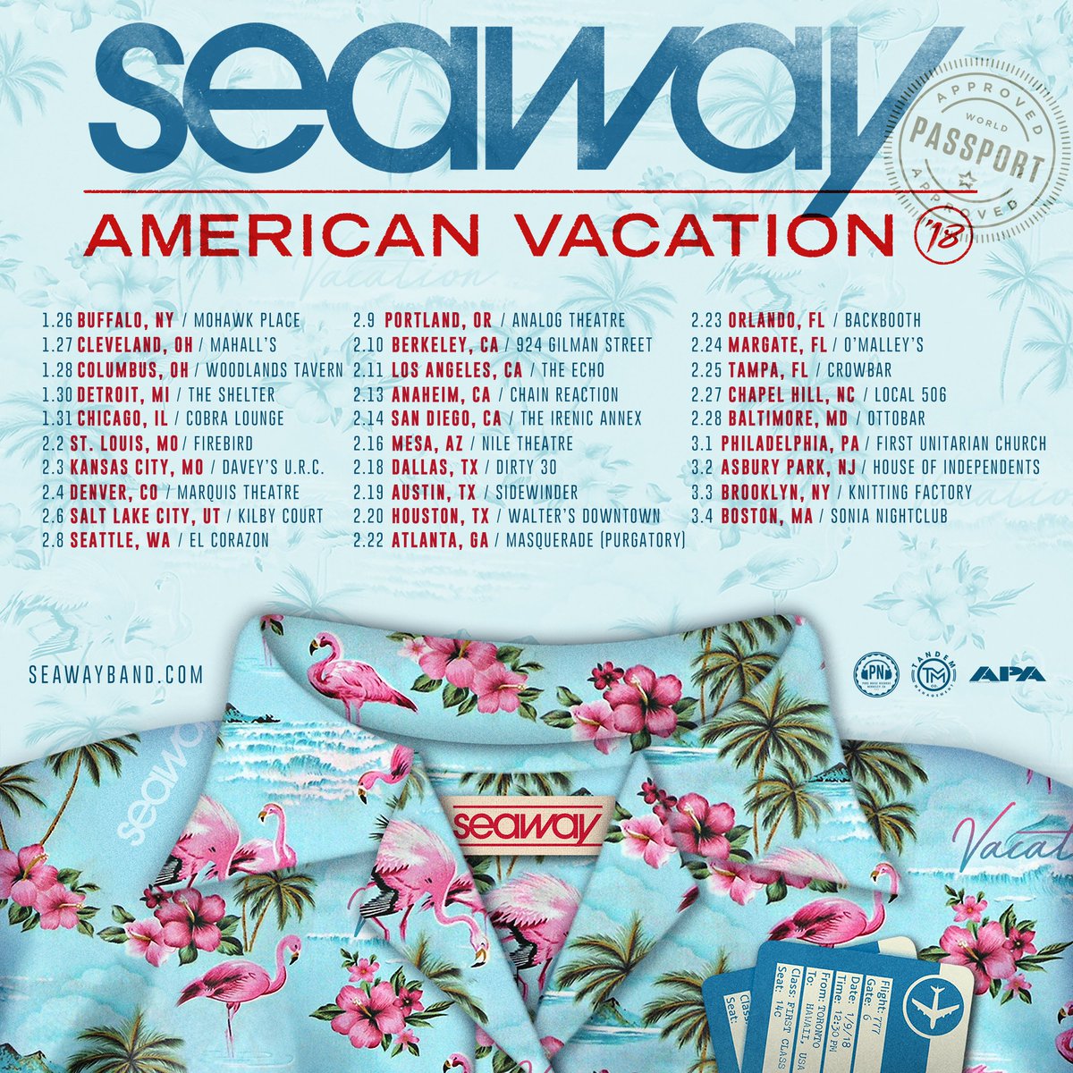 seawayband's tweet photo. 🇺🇸🇺🇸🇺🇸 We are excited to announce that our first American headline tour is happening Jan 26th to March 4th 2018! Tix on sale this Wednesday! https://t.co/8sc4LQgPwD