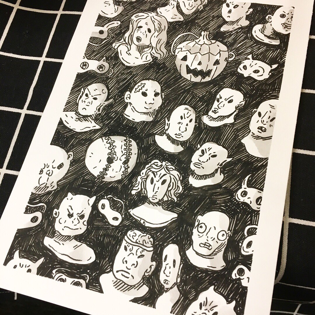Halloween masks for #inktober day 21! 