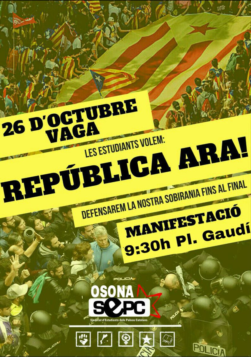 🔴#AlertaVAGA| El 26 d'Octubre prenem els carrers!! 
Volem #RepúblicaARA per defensar la dignitat del nostre poble!!