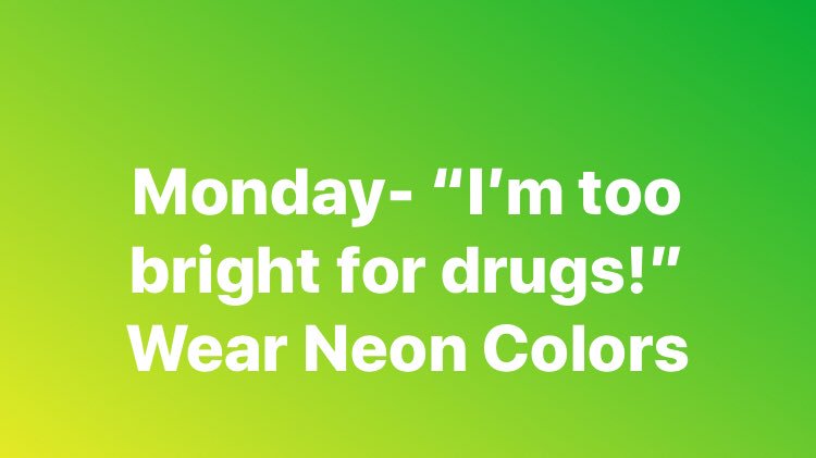 Don’t forget Bearcubs, red ribbon week starts tomorrow! Show your support by dressing up every day this week!!