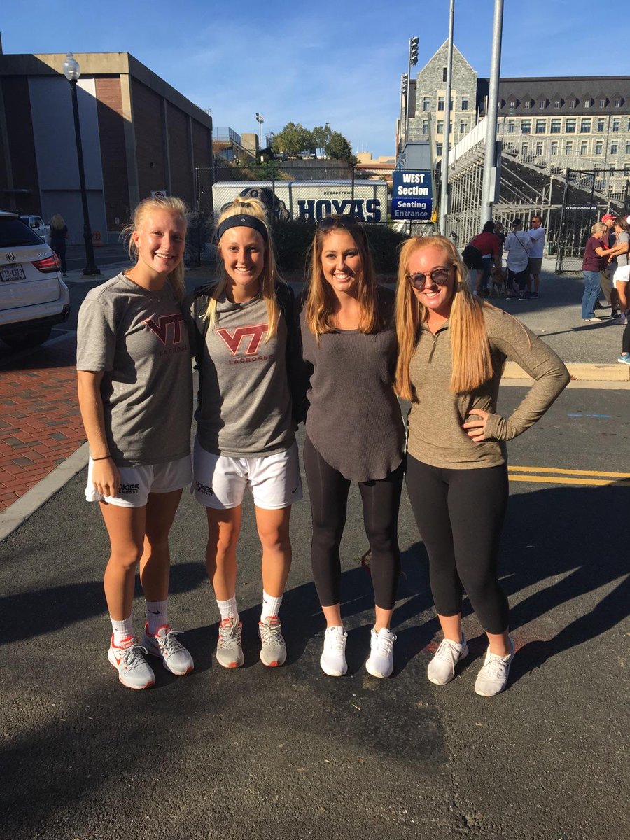 PLaxGirls's tweet photo. Megan and Courtney visiting our two favorite Hokies!!! Go Emily &amp; Jenna!!!! #FallBall #PLaxers @VT_Lax @emilyywilson2 @j_doyle8 https://t.co/VJOyCyZVuf