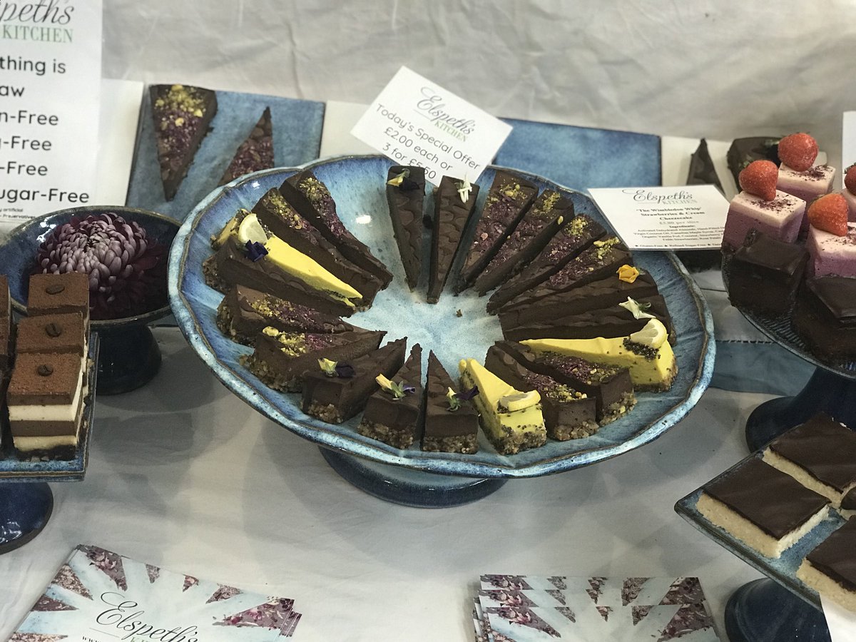The whole range of cakes &amp; desserts from <a href="/ElspethHumm/">Elspeth Humm</a> looked incredible #vegfestuk #veganfest #vegan #foodie #veganfoodie