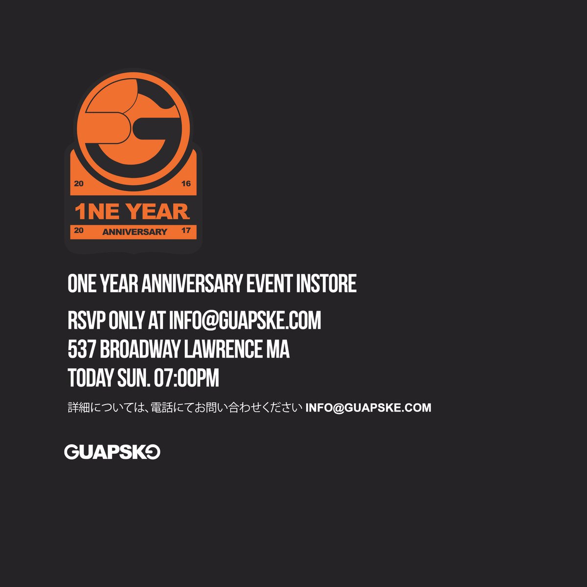 GUAPSKE's tweet photo. 1 year anniversary event taking place tonight, 7pm at @GUAPSKE! 
RSVP: Info@Guapske.com https://t.co/vVqxSNG5jn