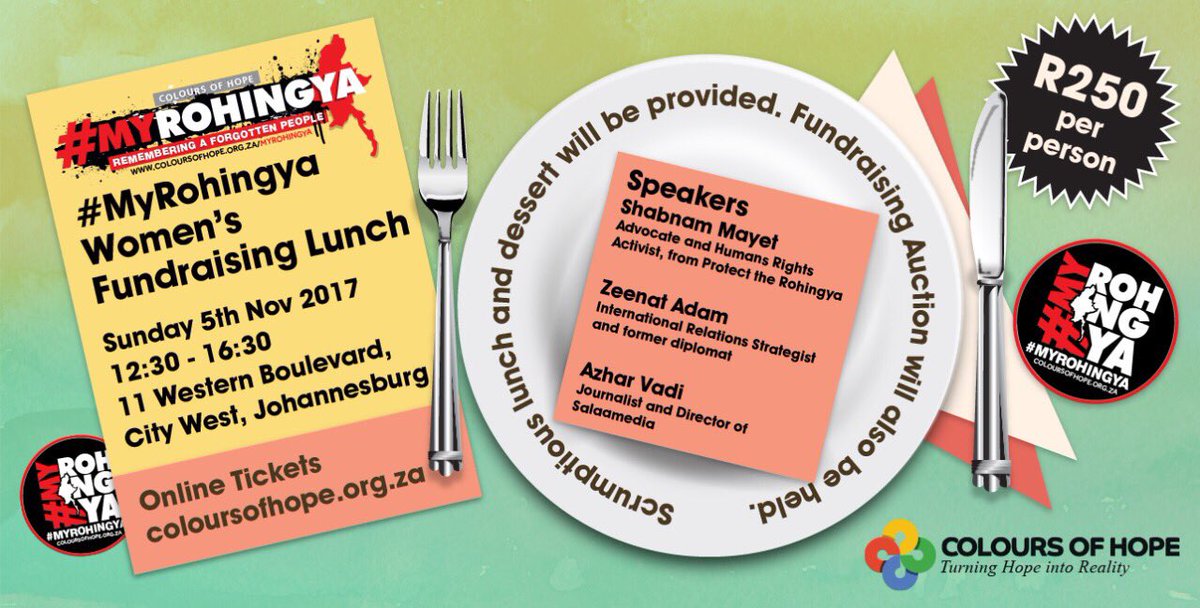 Have lunch with a cause. Speakers include @salaamedia director @AzharVadi & @MSF Senior humanitarian policy advisor, @JenswpW Jens Pedersen