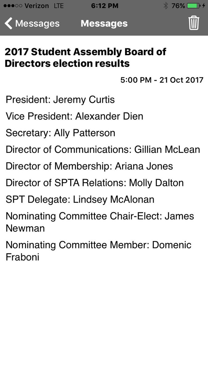 Congratulations to 3rd student Alexander Dien for being elected as vice president for the 2017 Student Assembly Board of Directors!!