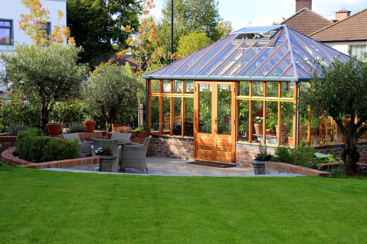 ChubbOwen's tweet photo. The #GabrielAsh Grand Glasshouse is a centre piece in this our garden landscaping project  here in #Rathfarnham https://t.co/vqU0S02KcI