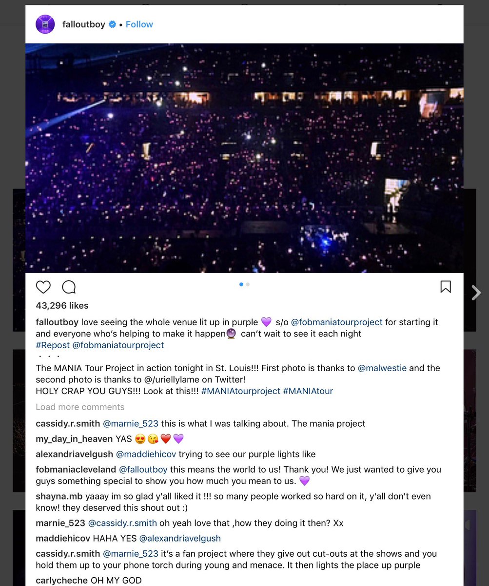 MANIAChicago's tweet photo. can someone pinch me because i dont believe this 😳 thank you SO MUCH to everyone who helped these past months and last night 💜💜💜@falloutboy https://t.co/O3ZETTTbhD