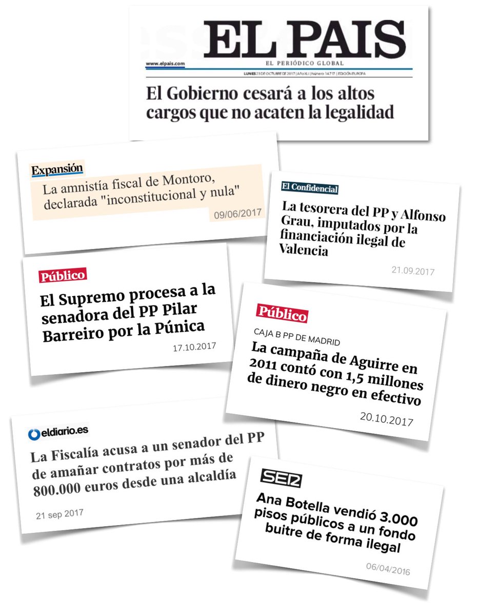 democraciareal's tweet photo. Cuando El País titula “El Gobierno cesará a los altos cargos que no acaten la legalidad”, no se refiere al PP 😯 https://t.co/PrMNxj5OZv