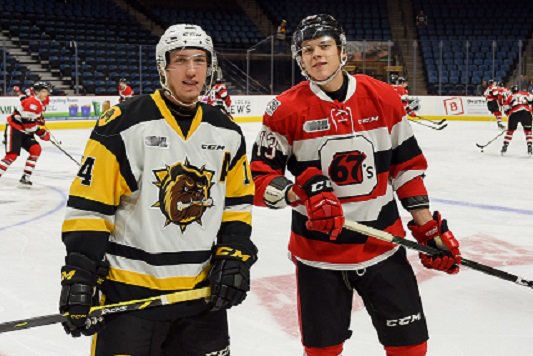 BulldogsOHL's tweet photo. @BulldogsOHL forward @WillBitten14 wins the battle over little brother @SamBitten14 of the @Ottawa67sHockey 3-0 Sunday afternoon.
#OHL https://t.co/BrdHqow1eA
