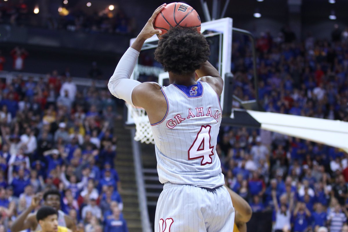Double-double alert! @Devonte_Graham4 has 25 points and 10 rebounds vs. Mizzou with under a minute to play! #KUbball