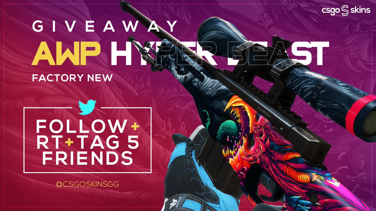 csgoskinsgg's tweet photo. 🔥AWP | HYPER BEAST [FN]🔥
(GIVEAWAY) 

To enter:
✅Follow: @csgoskinsgg 
✅Retweet
✅TAG 5 FRIENDS

Good luck to everyone!! https://t.co/szaHEn8p0I