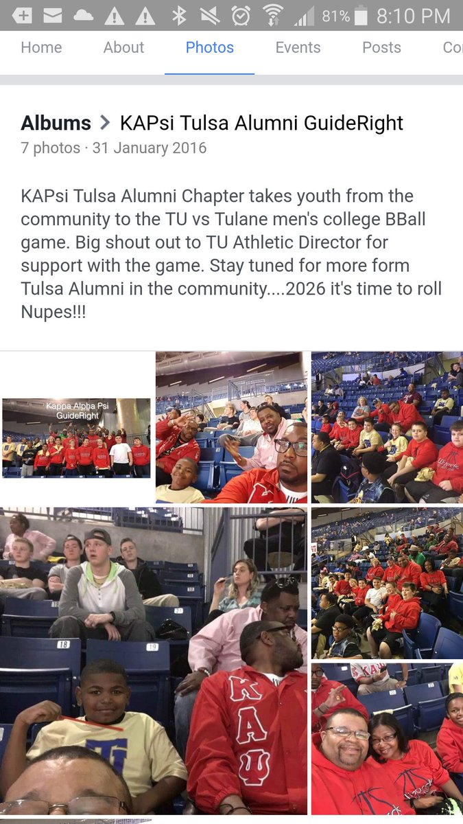 The1Action's tweet photo. VP AD #DerrickGragg and #GaryBrown supported #KappaAlphaPsi with tickets and The University of Tulsa Student Association gold shirts. https://t.co/PuNJy5nN4X
