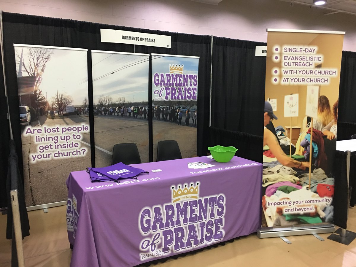 GarmentsPraise's tweet photo. Setup and ready for the Missouri Baptist Convention annual meeting https://t.co/cj4Zi1pOkP