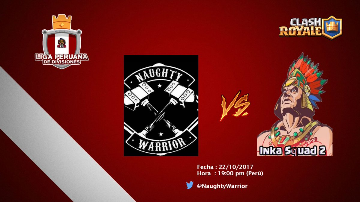 📆 Hoy, Domingo 22/10/17  🕘19:00 hrs 🇵🇪 
⚔️ <a href="/NaughtyWarriors/">Naughty Warrior</a> 🆚#InkaSquad2 🏆Por la @Liga_DivisionPE