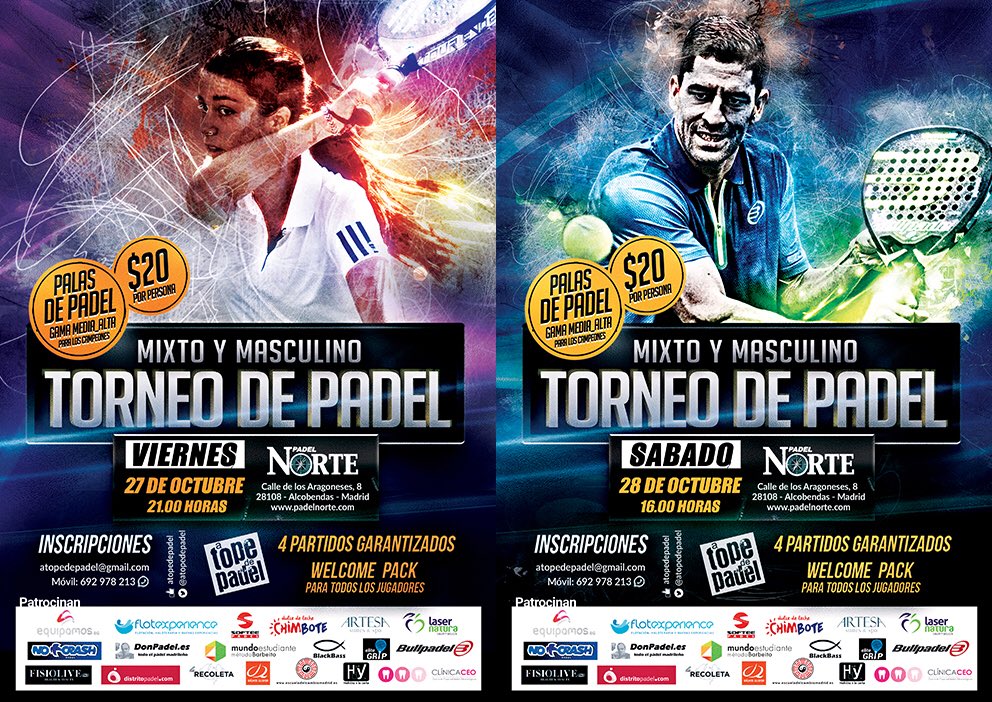 ATopeDePadel's tweet photo. Este Próximo fin de semana te esperamos tanto el Viernes 27/10 desde las 21hs como el Sábado 28/10 desde las 16hs en @PadelNorte #Alcobendas https://t.co/DYBlXB3e7D
