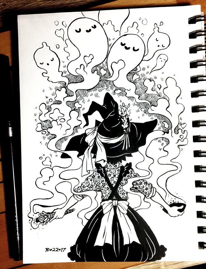 Smoke of Air &amp; Fire of Earth
Cleanse &amp; bless this home &amp; hearth
Drive away all harm &amp; fear;
Only good may enter here
Day 22, Trail #inktober 
