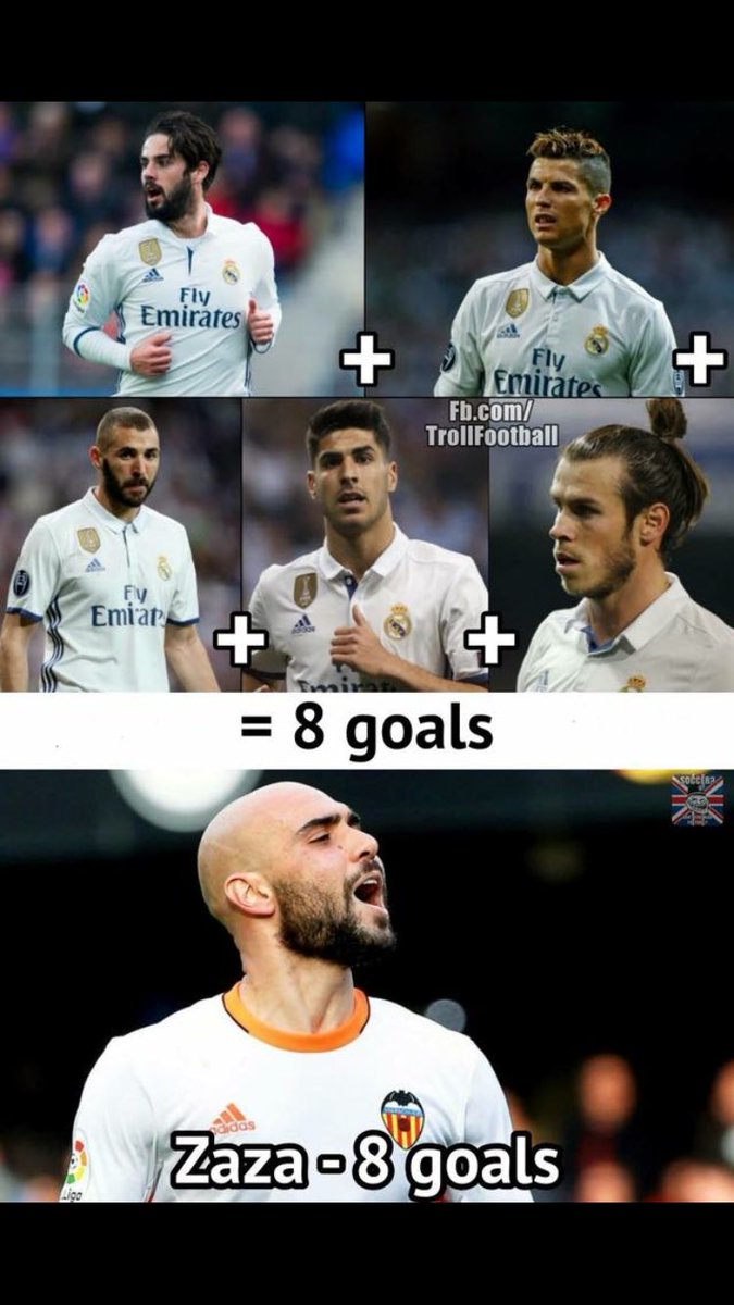 sergioverdoy's tweet photo. Isco+CR7+Benzema+Asensio+bale=ZAZA 8 goals #chiringuito @elchiringuitotv #AMUNTVALENCIA https://t.co/VKVmgT6xjF
