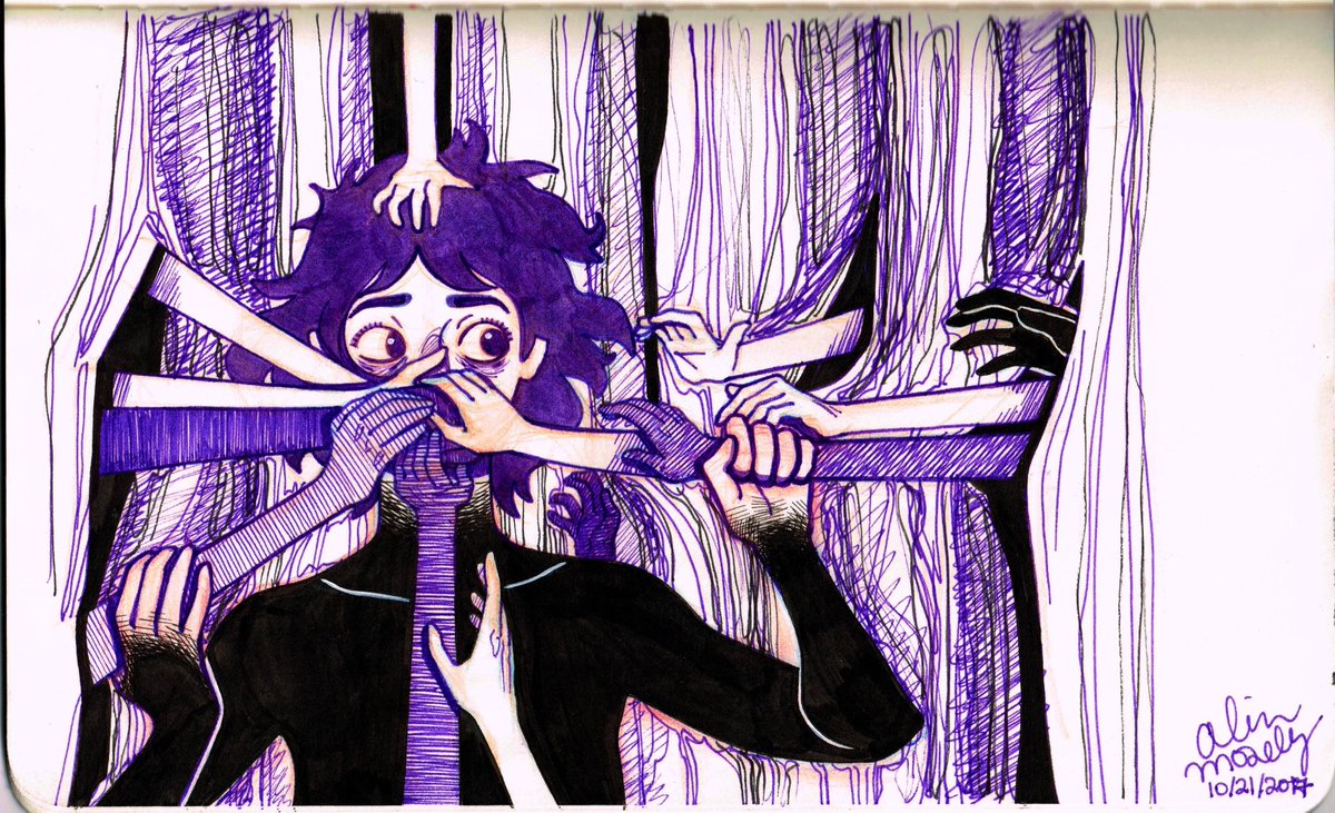 TheMoseali's tweet photo. Inktober #21: Speak Up | #inktober2017 #inktoberday21 #horrorart #purple #illustration #inkdrawing https://t.co/6OjEwhikGY
