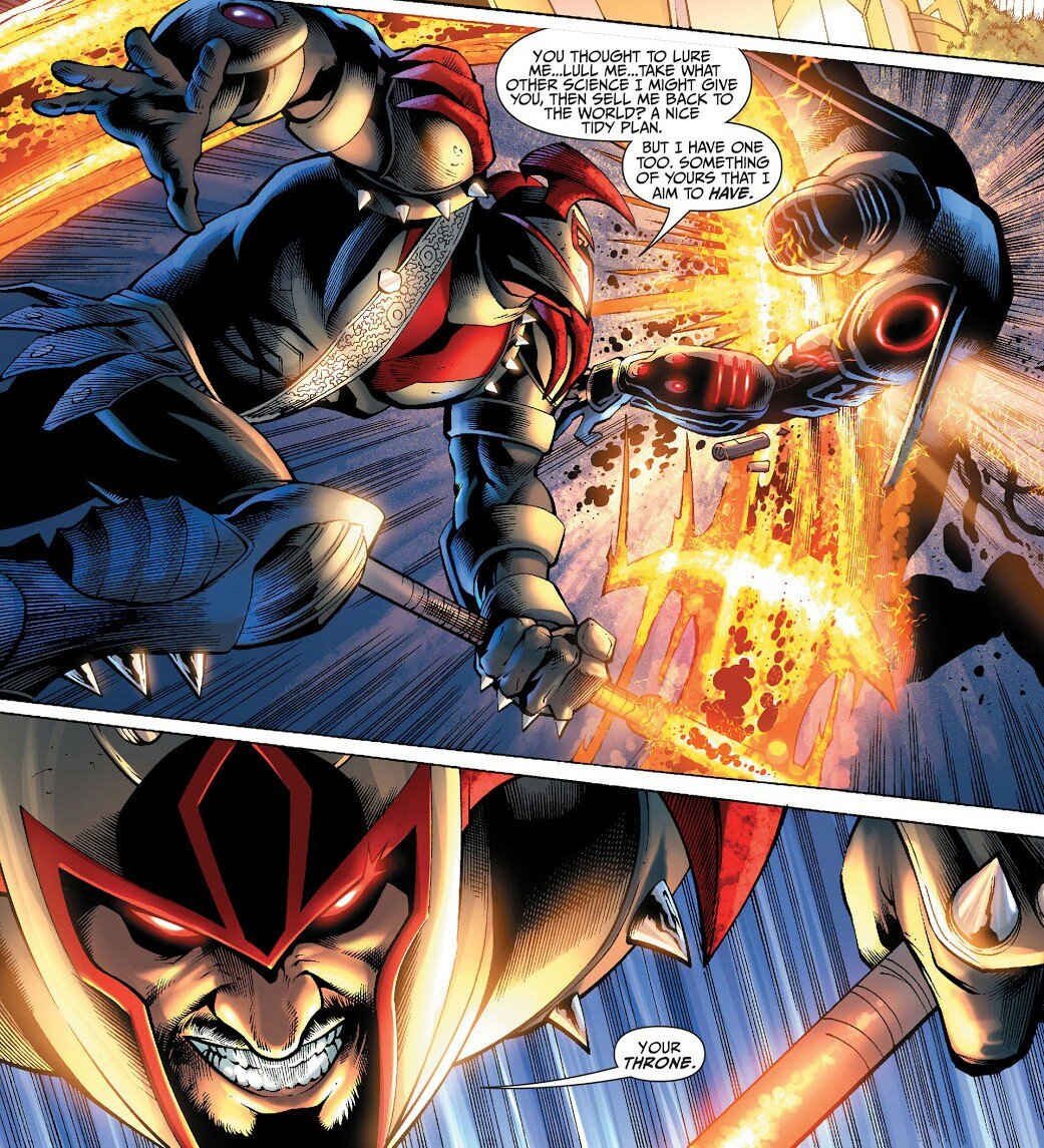 @JLAvSteppenwolf wields the Electro Axe with the precision of the finest surgeon's scalpel. It's powerful enough to eviscerate #Superman.