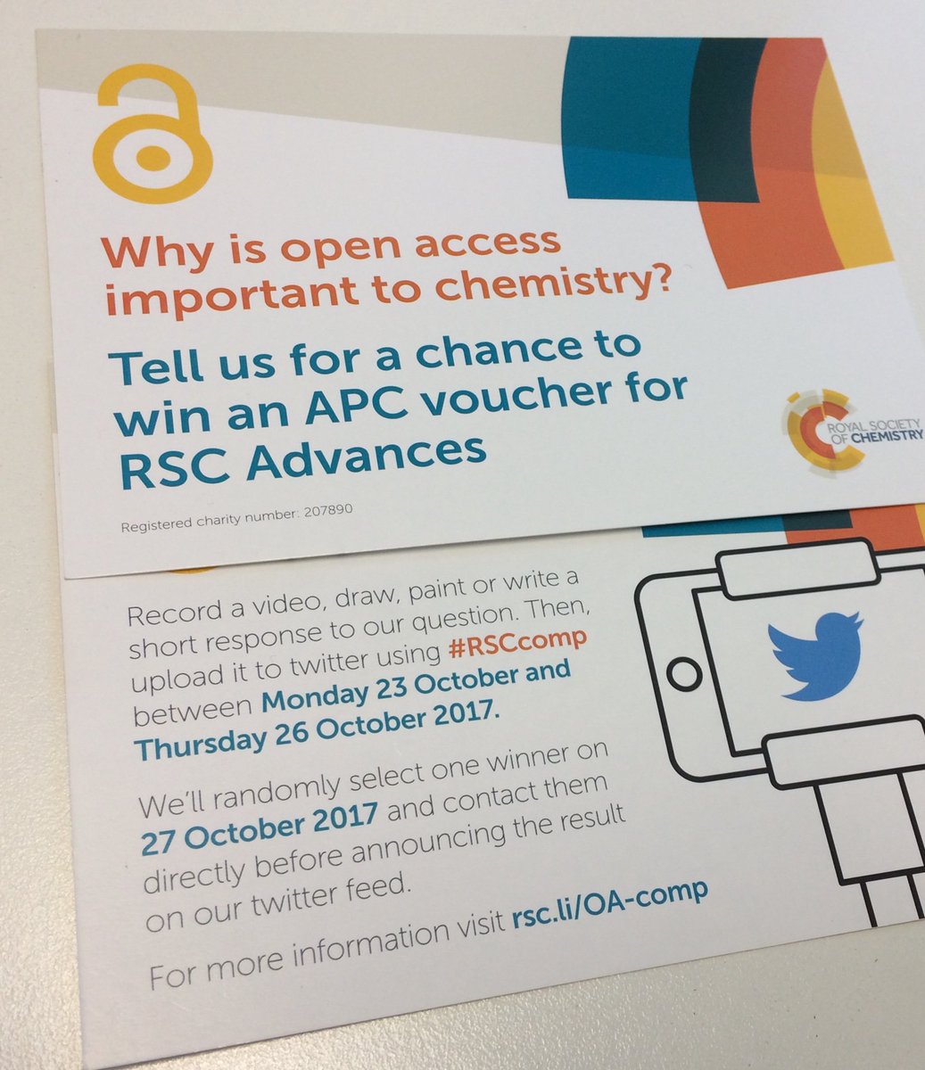 FlindersLib's tweet photo. Celebrate OpenAccess week @RoySocChem and enter #RSCcomp to win an APC voucher for RSC Advances! #research @FlindersCSE @Flinders https://t.co/cNDj3y9syK