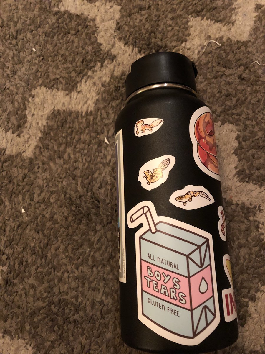 putting stickers on my hydro flask