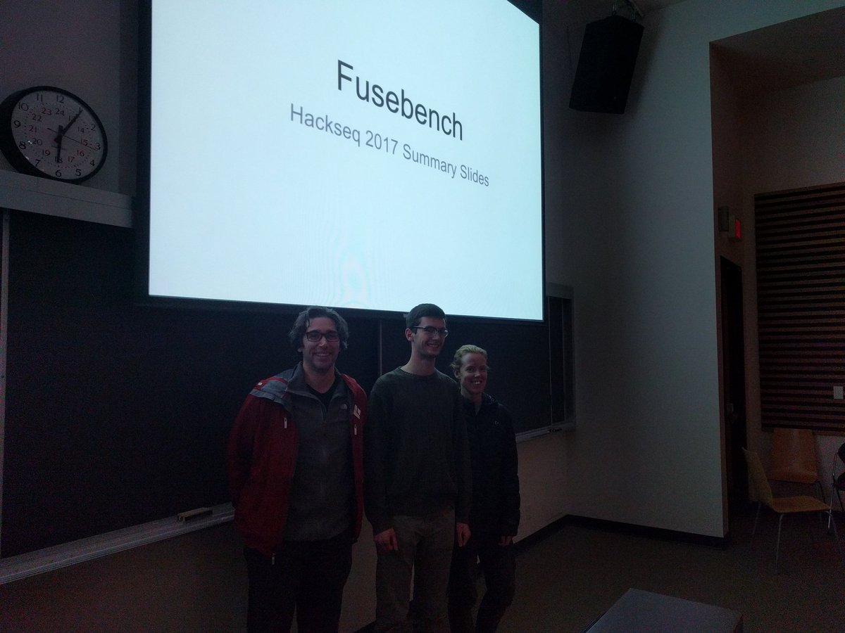 jakelever0's tweet photo. 1st and 2nd place #hackseq17 winners are BioSyntax and FuseBench. Everyone was awesome! https://t.co/SnWrSdefEv