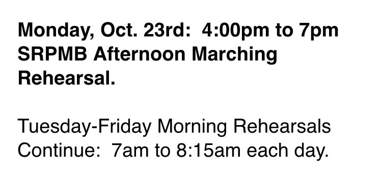 Here the schedule! Let's work hard this week and dominate area!