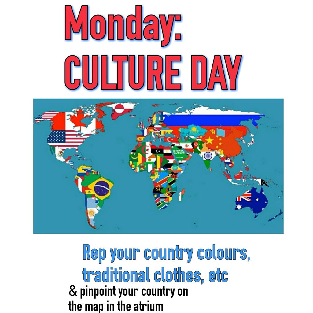 VSSImpact's tweet photo. @VSS_SAC ‘s multicultural spirit week starts tomorrow! Rep your country’s colours or wear traditional clothes to school on Monday! https://t.co/QNh4M5xlZr