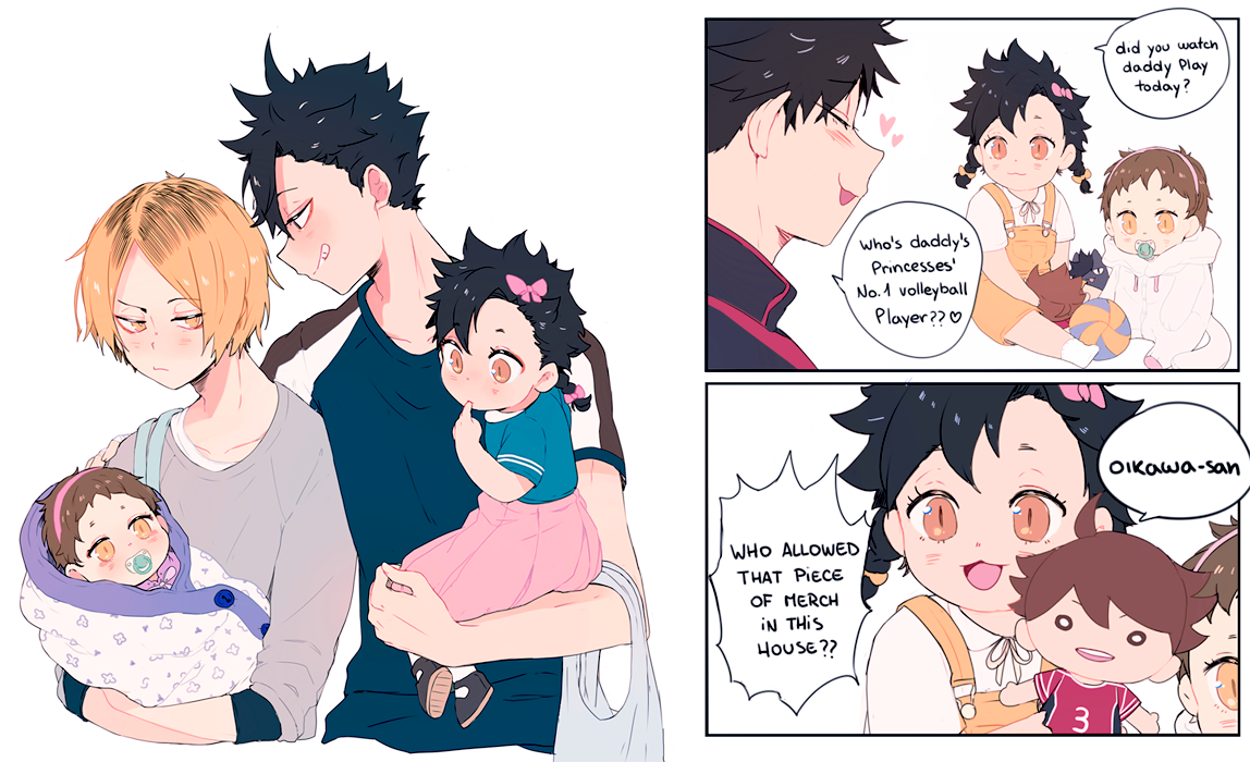 Shiupiku's tweet photo. The other day i was thinking about kuroken as parents and 2 minutes later i was like "what if Kenko and Tetsuko were kuroken's daughters" https://t.co/DSHpT0SEra