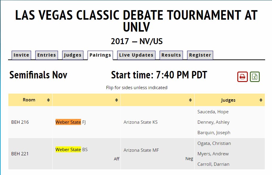 .<a href="/WeberStateU/">Weber State University</a> FJ and BS are debating ASU in the #FinalFour to close out the novice division at the Las Vegas Classic this weekend #JustWeber