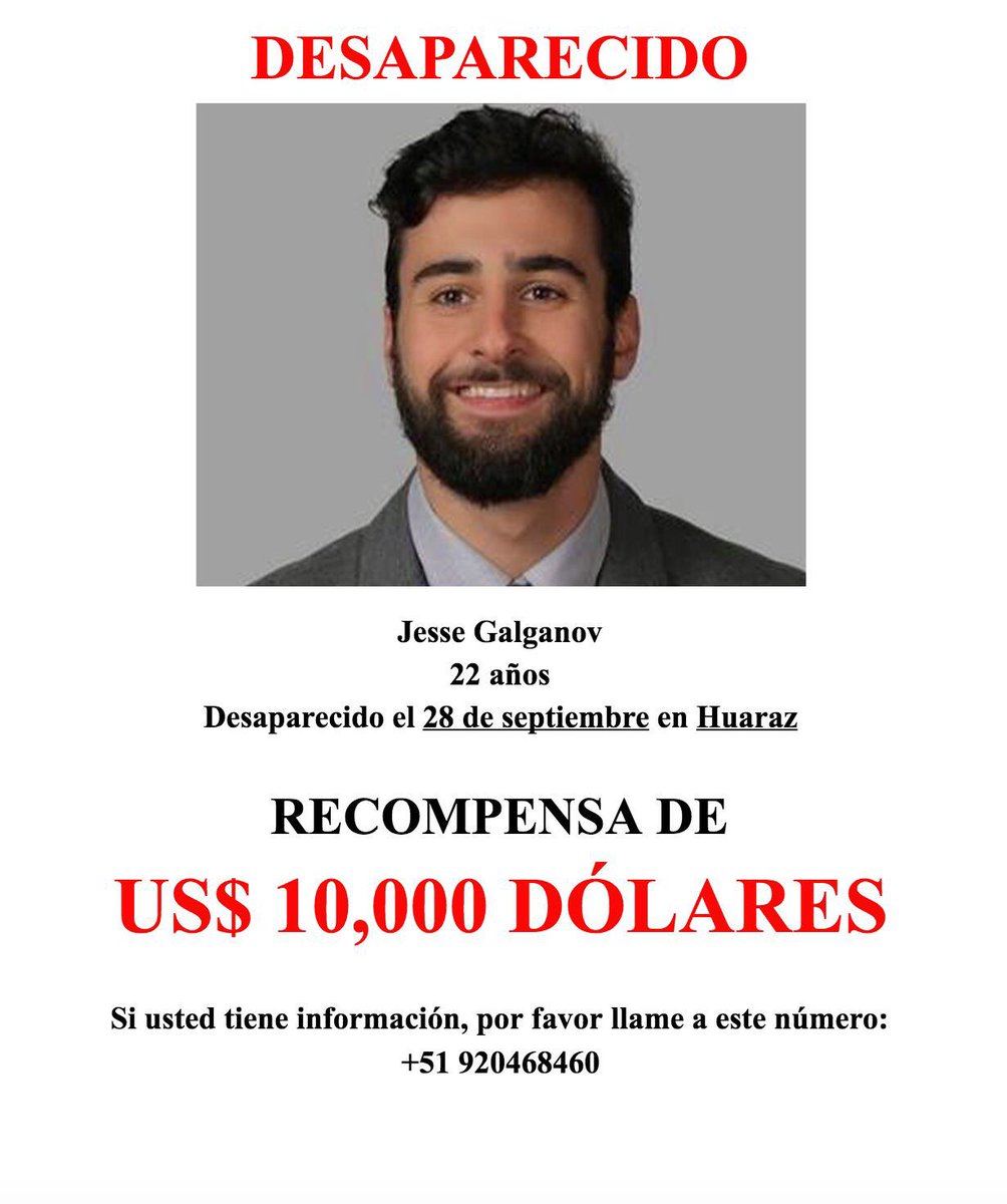 will_w1225's tweet photo. PLEASE RT My friend Jesse Galganov has been missing in Peru since Sep. 28. Please help us raise awareness by sharing! @katyperry @justinbieber @BarackObama @taylorswift13 @rihanna @TheEllenShow @ladygaga @YouTube @jtimberlake @Twitter @Cristiano https://t.co/N1PAU7iwxw