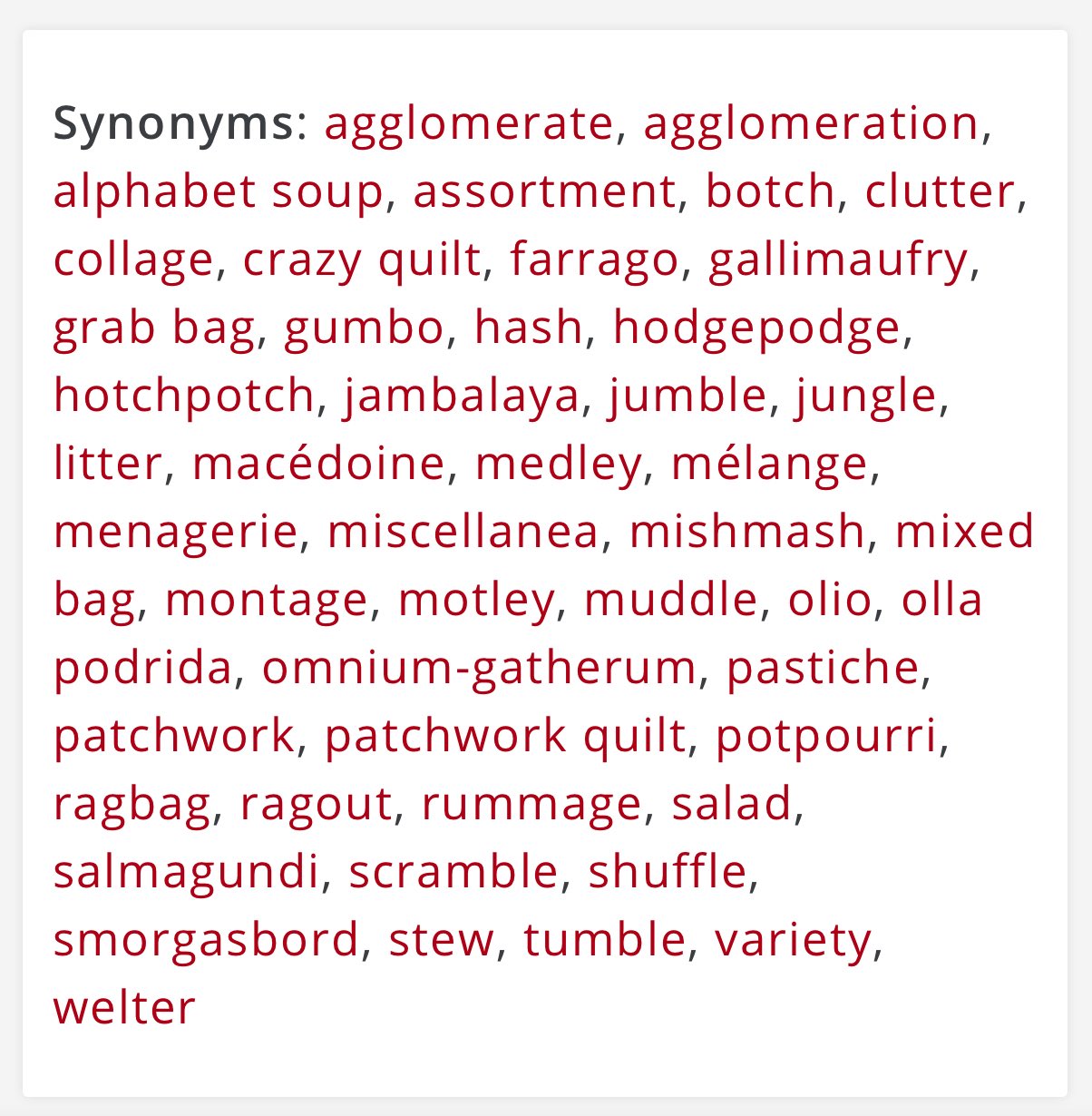 Hoefler&Co. on X: Does any word have more delightful synonyms