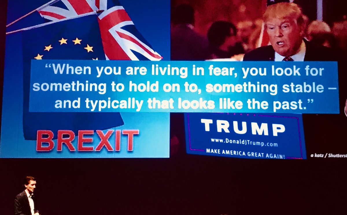 Rasmus_HP's tweet photo. “Biggest challenge for exponential thinking is fear!” @RobNail CEO &amp; Associate founder @singularityu @ #sudksummit #tech #disruption #Trump https://t.co/sqxJT8rm71