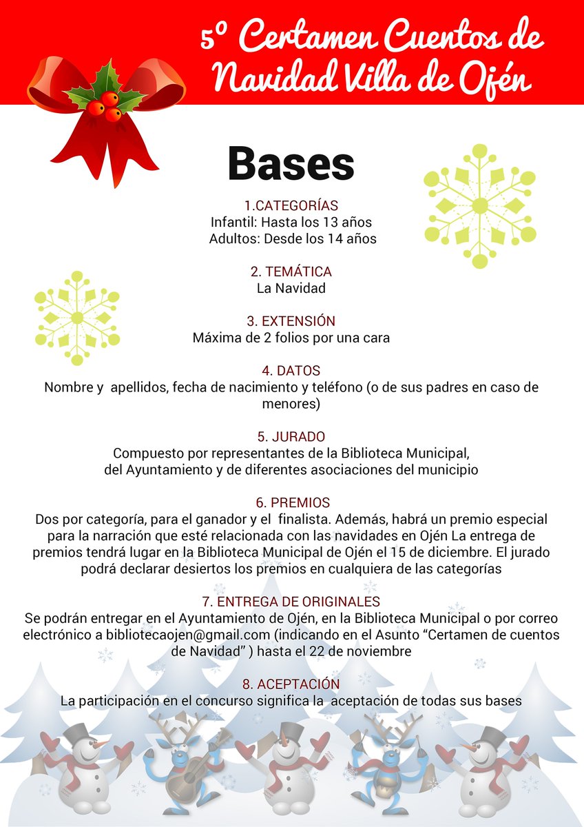#Ojén convoca la V edición de su Certamen de Cuentos de Navidad. Plazo para presentar los trabajos hasta el 22 de noviembre <a href="/AytoOjen/">Ayuntamiento de Ojén</a>