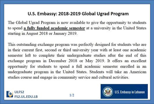 ulfsc2's tweet photo. U.S. Embassy: 2018-2019 Global Ugrad Program
#us #embassy #lebanon
#ulfs2 #ulfsc2 #ul #lu
#الجامعة_اللبنانية #كلية_العلوم #الفرع_الثاني https://t.co/xk0Nk0OcBf